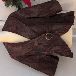 IC COLLECTION Brown Tapestey Material Vintage Women's Cape 3/4 Sleeves